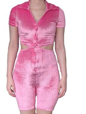 H&M Pink Velour Playsuit Romper